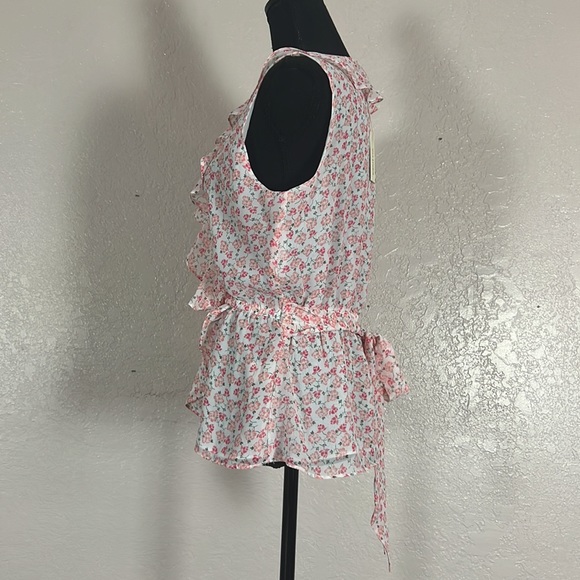 1749 NWT Max Studio Sleeveless Floral Blouse W/Tie Embellishment On Back. SzS - Picture 4 of 11